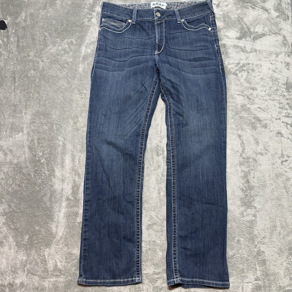 Ariat REAL Denim Women Jeans 34R Measures 36x33 Western Bootcut Stretch